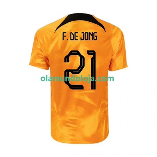 Camisola Países Baixos Frenkie de Jong 21 Homem Equipamento Primeiro Copa do Mundo 2022 Manga Curta